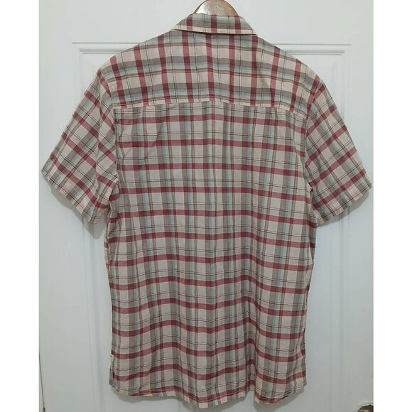 Toad and co mens lightweight organic cotton thin shirt plaid red tan - Picture 4 of 7